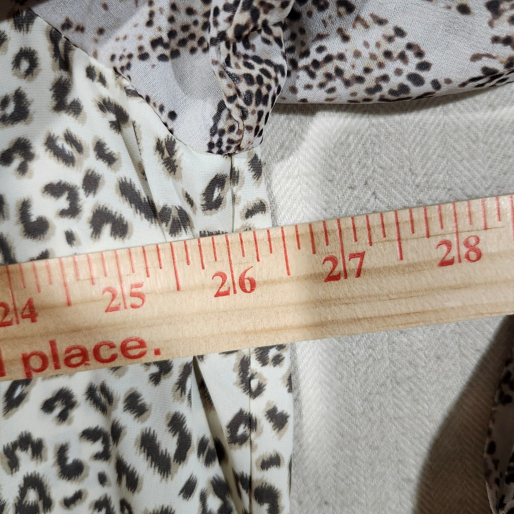 JODIFL Womens 1X Mixed Animal Print Leopard Snake Ruffle Neck Embroidered Blouse - Picture 6 of 13